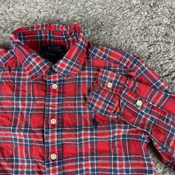 Polo Ralph Lauren Other - Polo Ralph Lauren Button Down Boys M 10-12 Red Plaid Long Sleeve Pony Logo Shirt